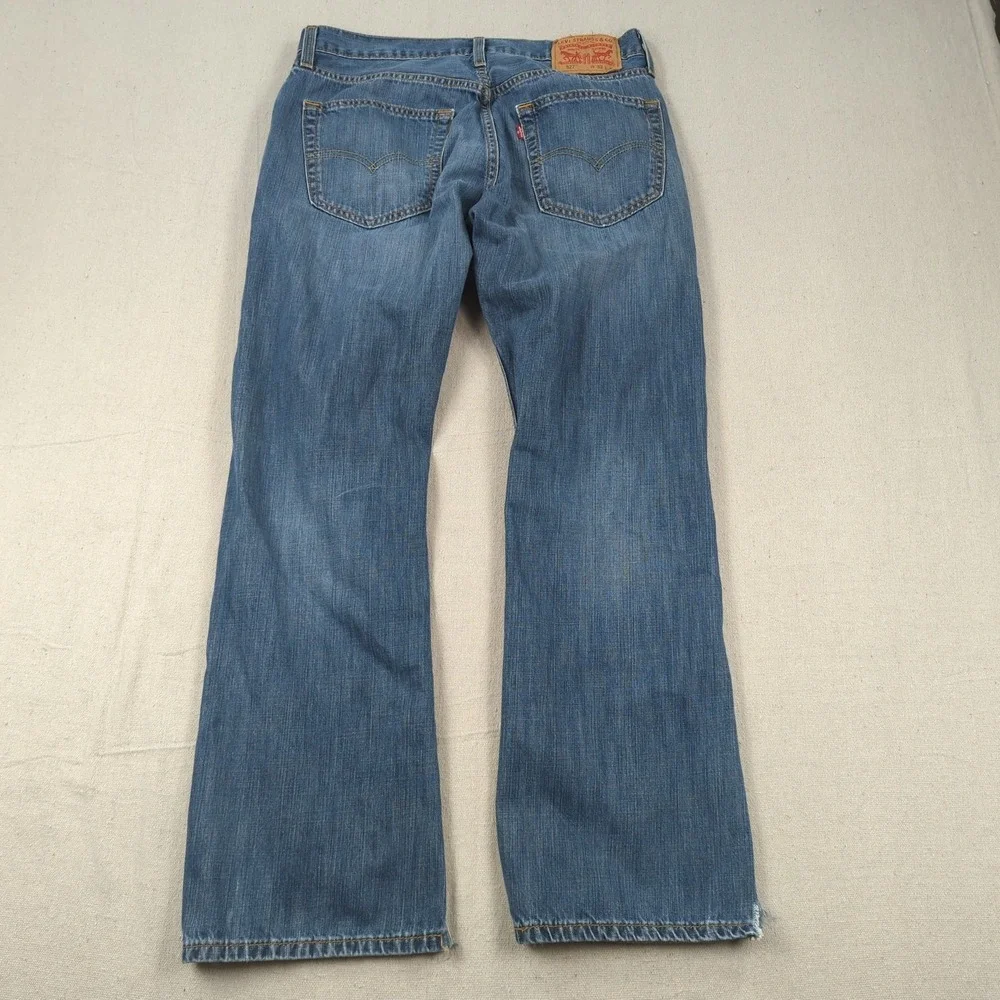 Levis Jeans Mens 32x30 Blue 527 Boot Cut Western Cowboy Faded Distressed